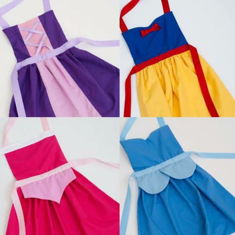 apron princess celemek princes cute cantik snow white, belle, cinderella, rapunzel, minnie mouse