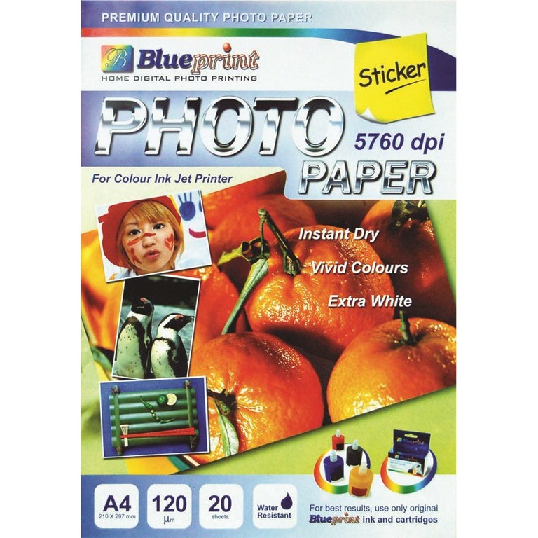 

Kertas Sticker Foto Glossy Blueprint A4 isi 20 lembar
