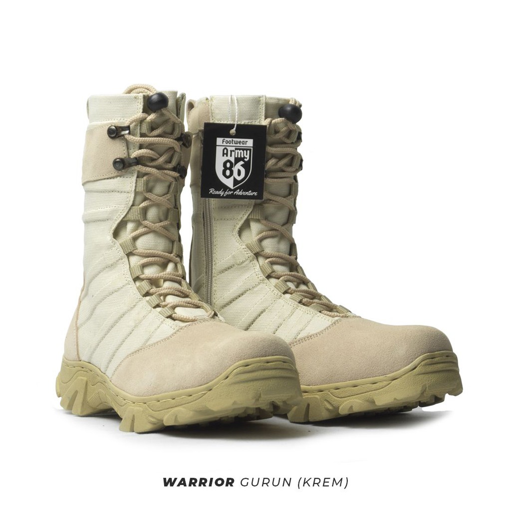 ARMY 86 HANDMADE SHOES ORIGINAL SEPATU NINJA WARIORS GURUN KREM ARMY 86 SANGAT NYAMAN DI KAKI