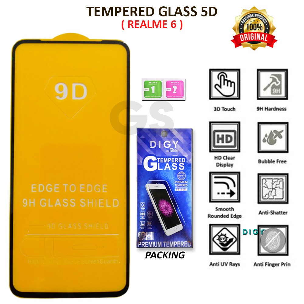 Tempered Glass 5D 10D FULL RAKKI REALME 2 2 PRO 3 PRO 5 PRO 6 7 C2 C11 C12 C15 C17 7i K1 U1 X