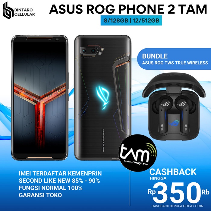 [ Hp / Handphone ] Asus Rog Phone 2 12Gb/512Gb Garansi Resmi Tam Indonesia Bekas / Second / Seken /