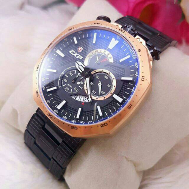 Jam Tangan Expedition Revolution 6745 Men Black Rosegold Original