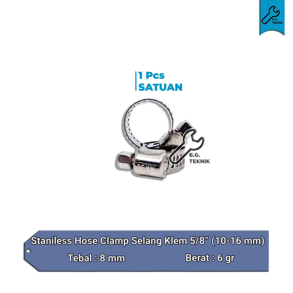 STAINLESS HOSE CLAMP SELANG KLEM BERKUALITAS Dibawah 1&quot; (1-25 mm)