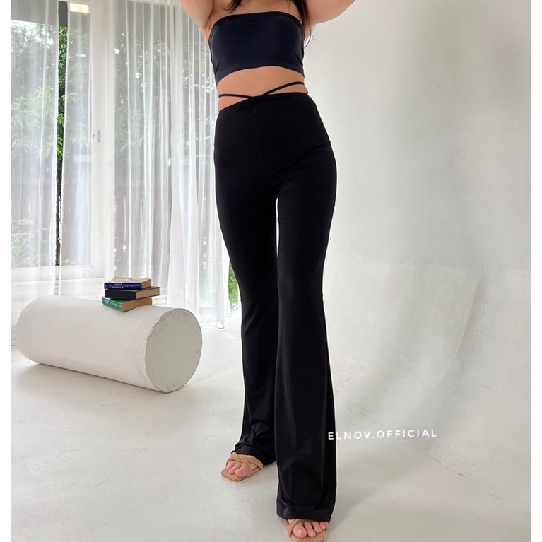 TYN MARU LONGPANTS - Celana Wanita / Celana Cutbray / Celana Bahan / Celana Tali-Tali / Celana Hitam