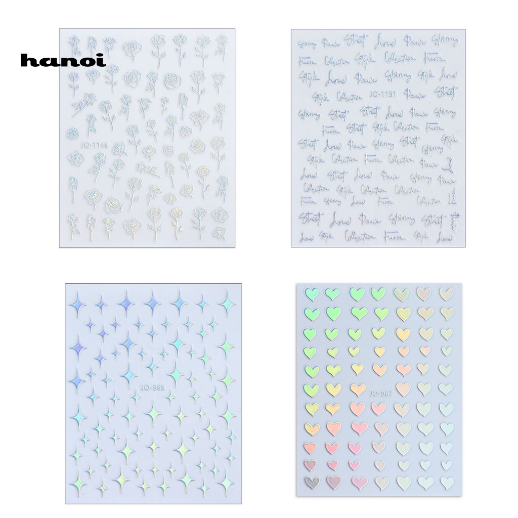 Han_stiker Kuku Motif Tulisan / Bintang Untuk Nail Art