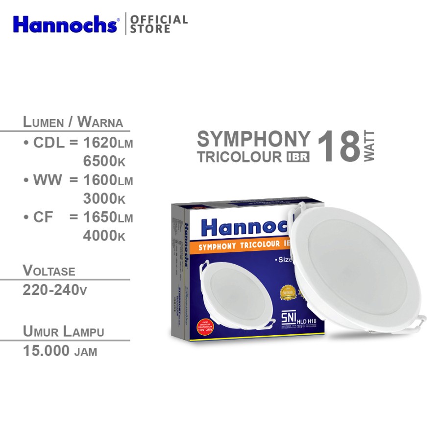 Hannochs Downlight LED Symphony Tricolour 7, 12, 18, 25 watt IBR