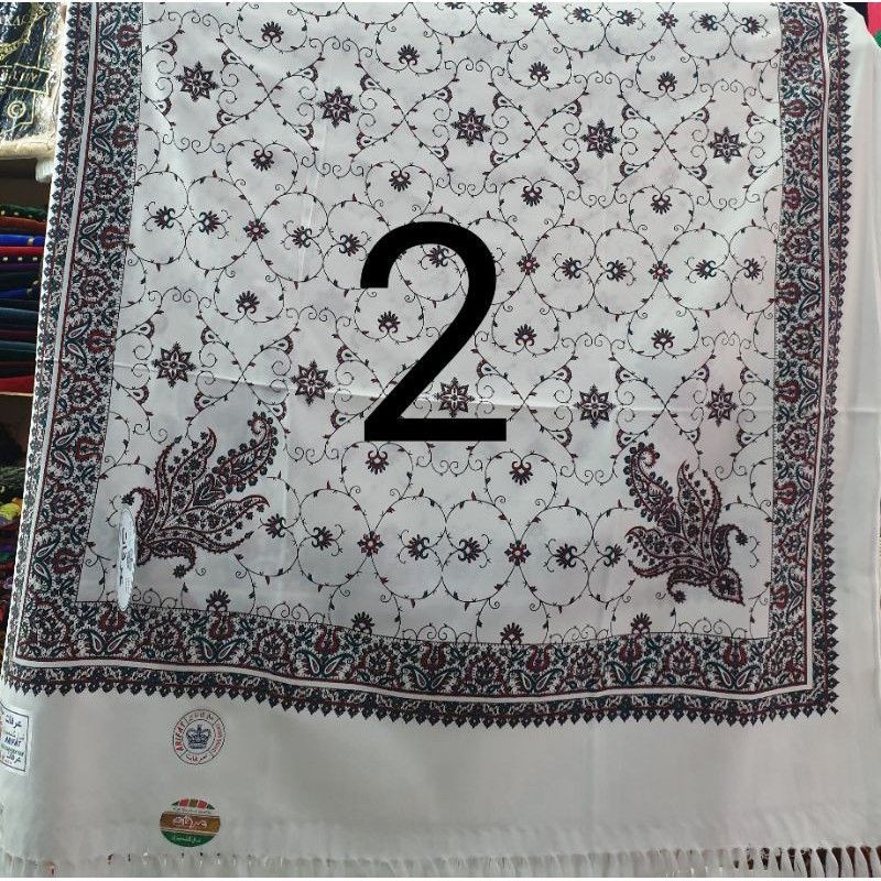 Grosir (SSC) sorban putih kashmiri print arifat surban habib umar bahar syal panjang printing rida