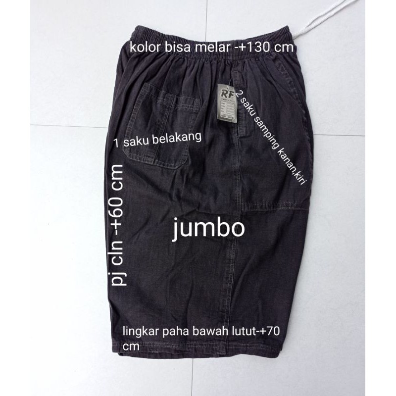 Celana Pendek Kolor Pria Jumbo Polos Bahan Semi Jeans