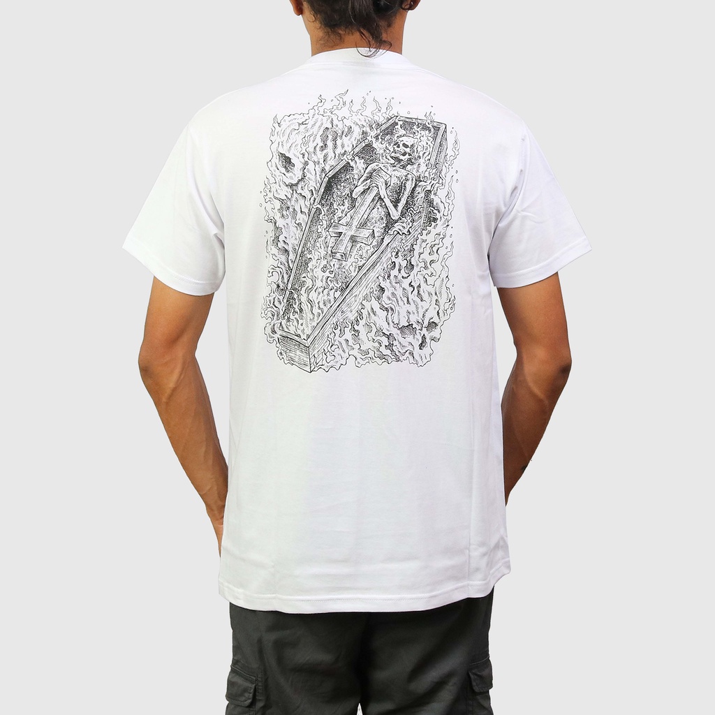 Heretic - T-Shirt - Burning Coffin White