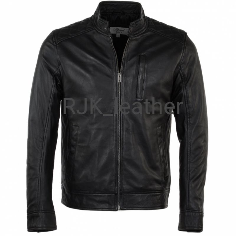 JACKET KULIT COWOK ORIGINAL ASLI DOMBA GARUT WARNA HITAM POLOS MURAH | JAKET KULIT PRIA DEWASA JAKET