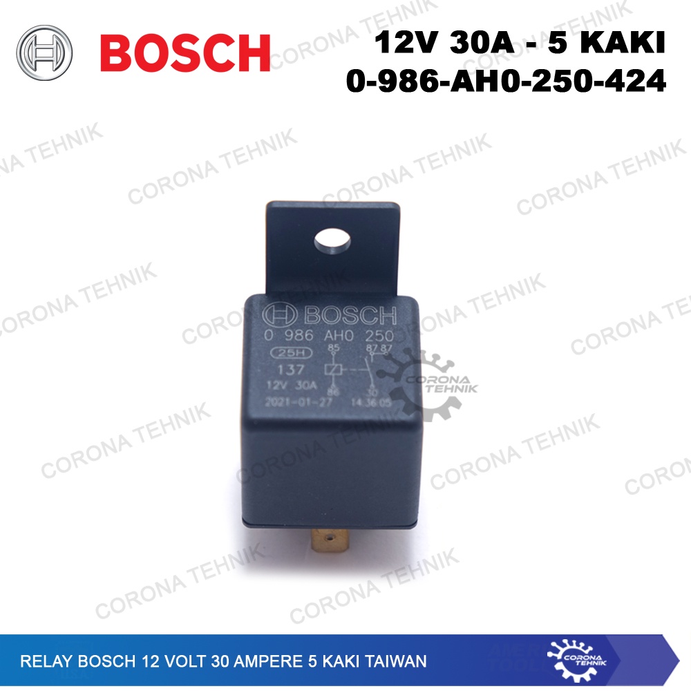 Taiwan - Relay Bosch 12 Volt 30 Ampere 5 Kaki - 0-986-AH0-250-424