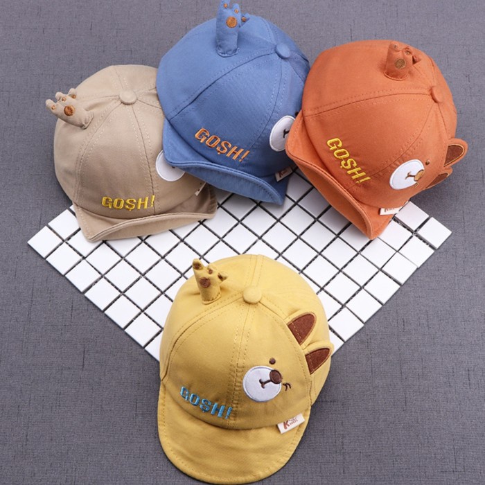 Topi ANAK BAYI Baseball Motif GOSH BERUANG untuk Bayi T22