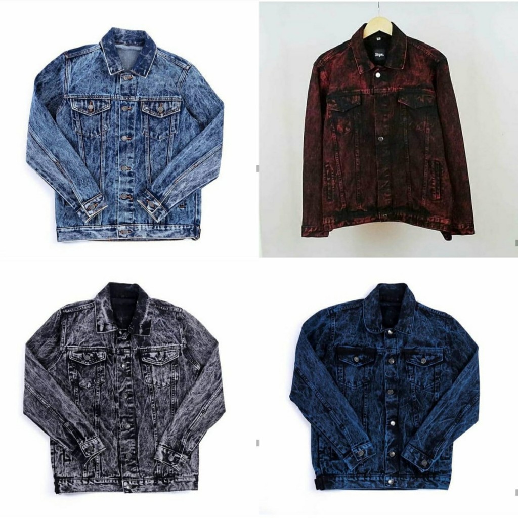 (BISA COD)Jaket Jeans Pria Biru Pudar XXL XXXL XXXXL Shenwos Sobek Levis Hitam Garmen Ori BTS JIMIN