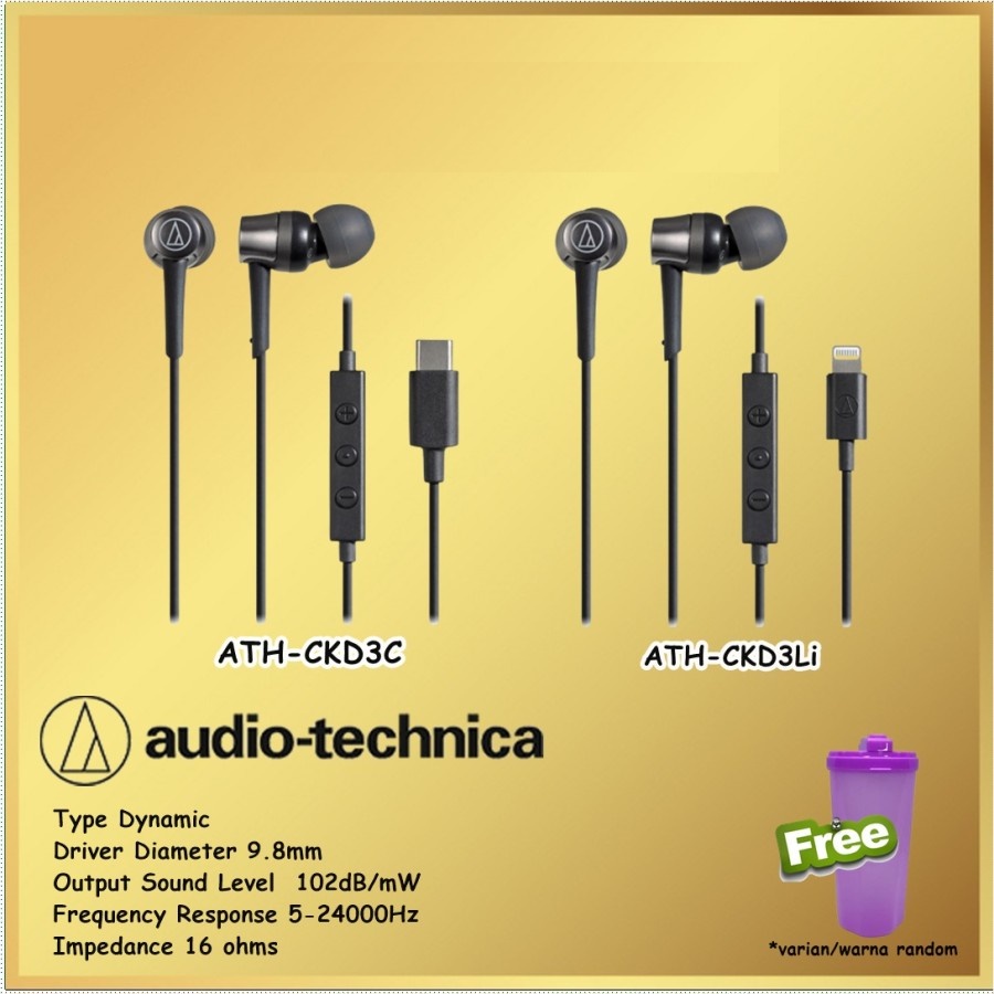 Audio Technica ATH-CKD3C ATH-CKD3Li Headphones CKD3 Type C Lightning Connector