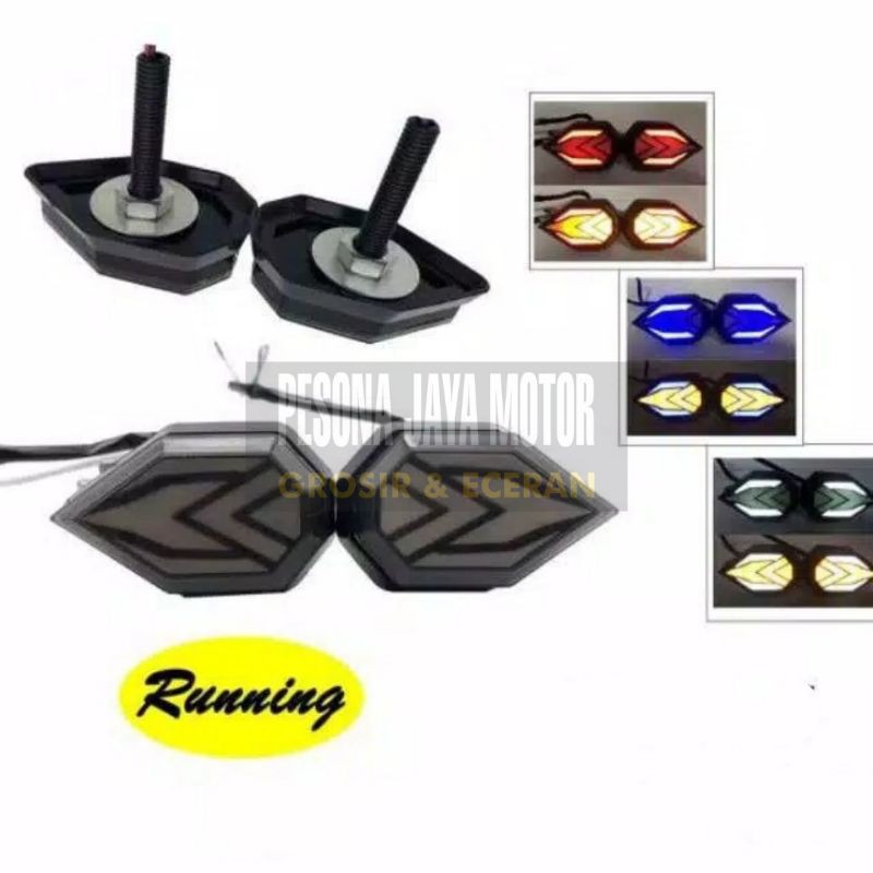 Sen Tempel Lampu Sen Tempel Led Running Segi Lima Universal R15,Cbr150r,Gsx,R25,Ninja150,Ninja 250