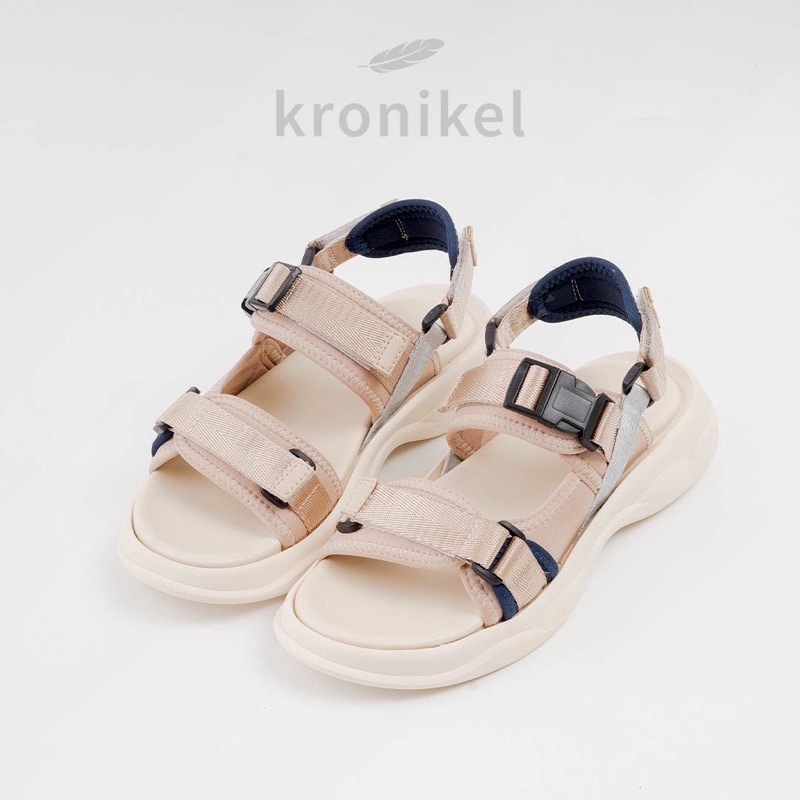 PRELOVED KRONIKEL [PREMIUM LOKAL BRAND] KRONIKEL PROJECT // LEVI 2-in-1 Sandals - Camel Cream