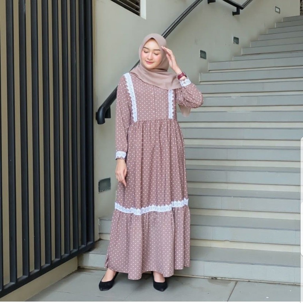  GAMIS  BAJU  MURAH  MILANA DRESS MOCCA AQ001 GAMIS  MURAH  