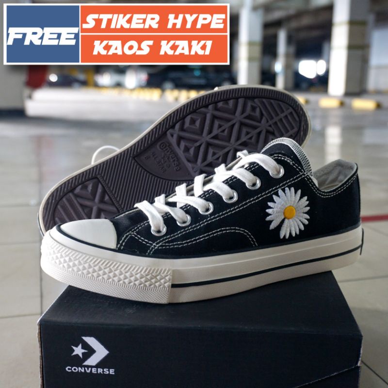 CONVERSE 70s x PEACE MINUS ONE Black Low Converse Flower Bunga Premium Quality