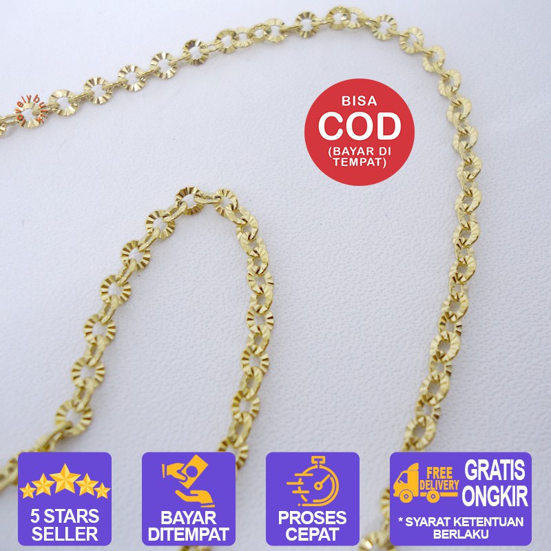 Lovelybutik Rantai Kalung Titanium Nori Donat GOLD ukuran 0,6 panjang 45cm