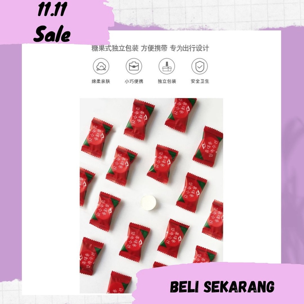 [20 pcs] Handuk Kecil Muka Lembut Mini Traveling Tisu Tissue Wajah Basah Bentuk Permen Towel