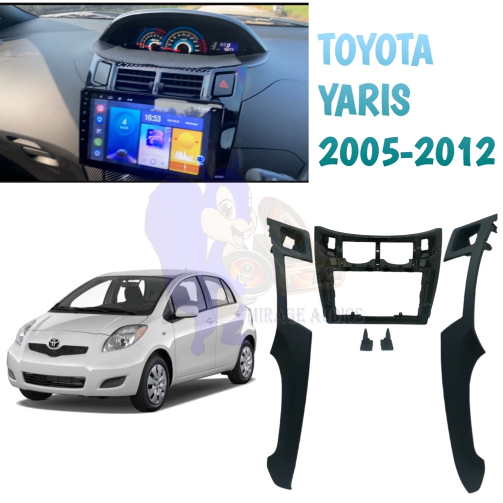 Frame Head unit Android Yaris 2005 - 2013 ( Yaris bakpao ) 9 inch plus Panel kuping