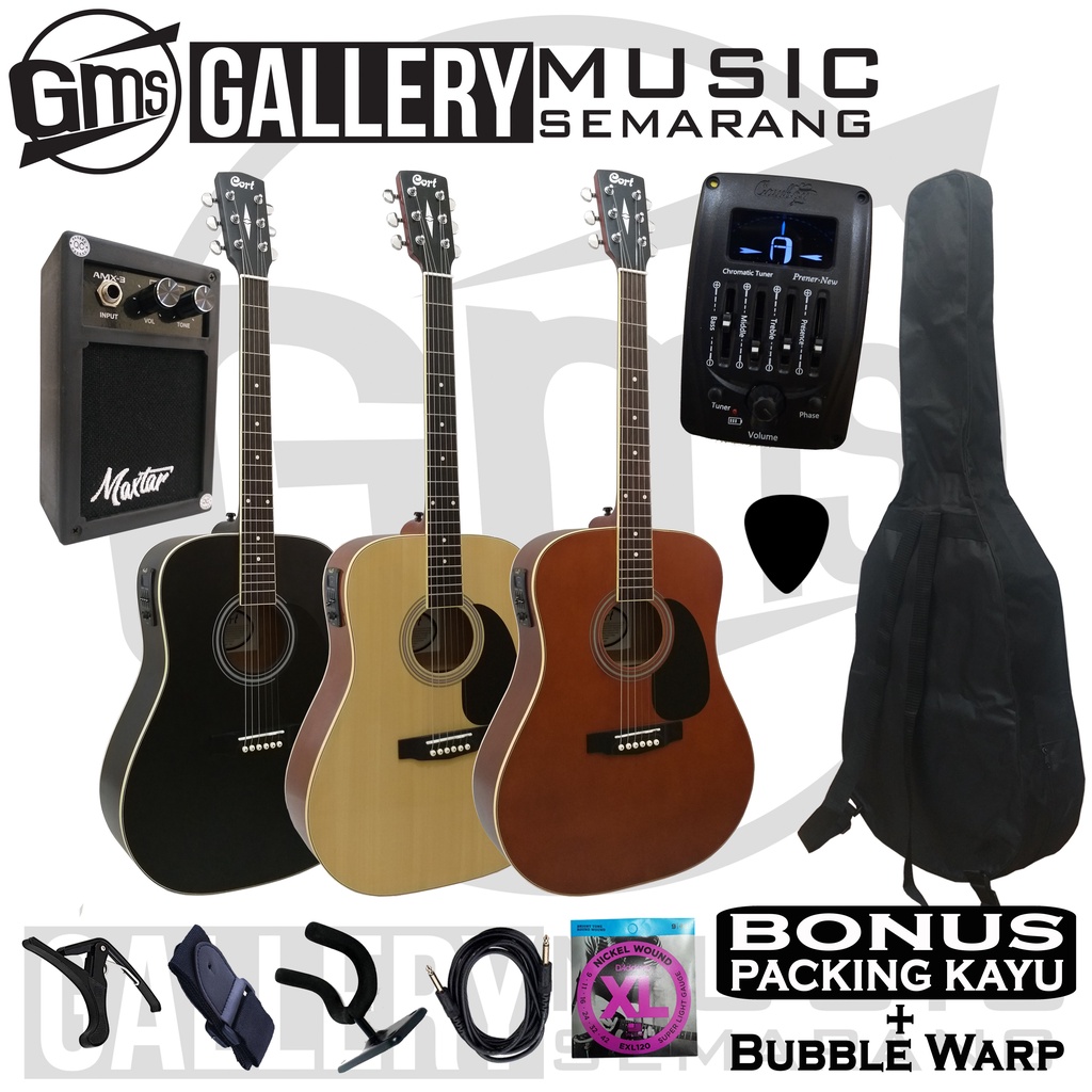 Gitar Akustik Elektrik Cort Custom Equalizer Tuner Cowboy Prener New Custom Paket Super Komplit