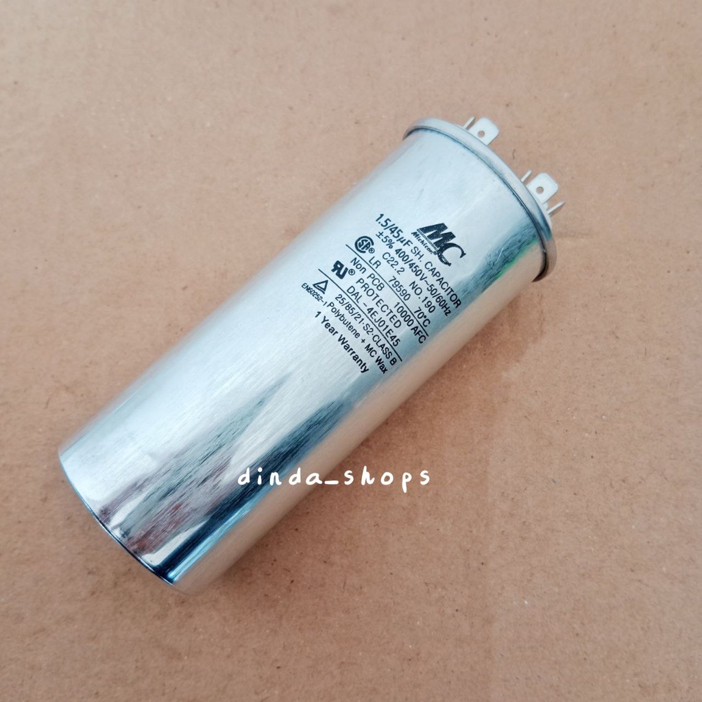 KAPASITOR AC / CAPACITOR AC LG 3 KAKI 45/1,5 uF (MERK MC) 45/1,5 MIKRO