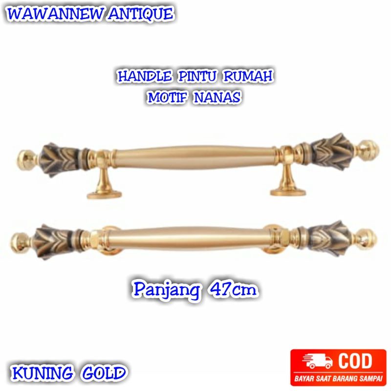 Handle Pintu Rumah Pagar Kuningan Antik Murah Motif Nanas 47cm