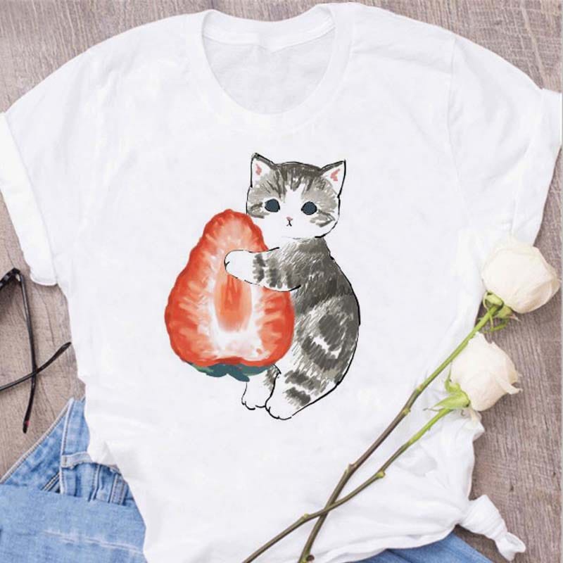 KAOS KUCING STRAWBERRY LUCU DAN AESTHETIC