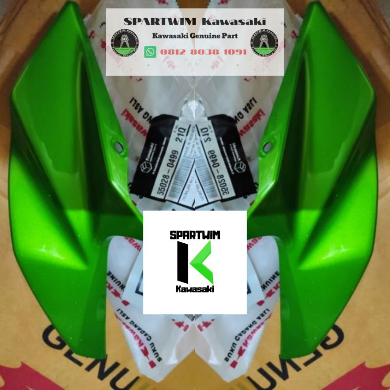 Cover batok kuping lampu sein kupingan sen depan set hijau metalik Ninja Z250 SL original kawasaki