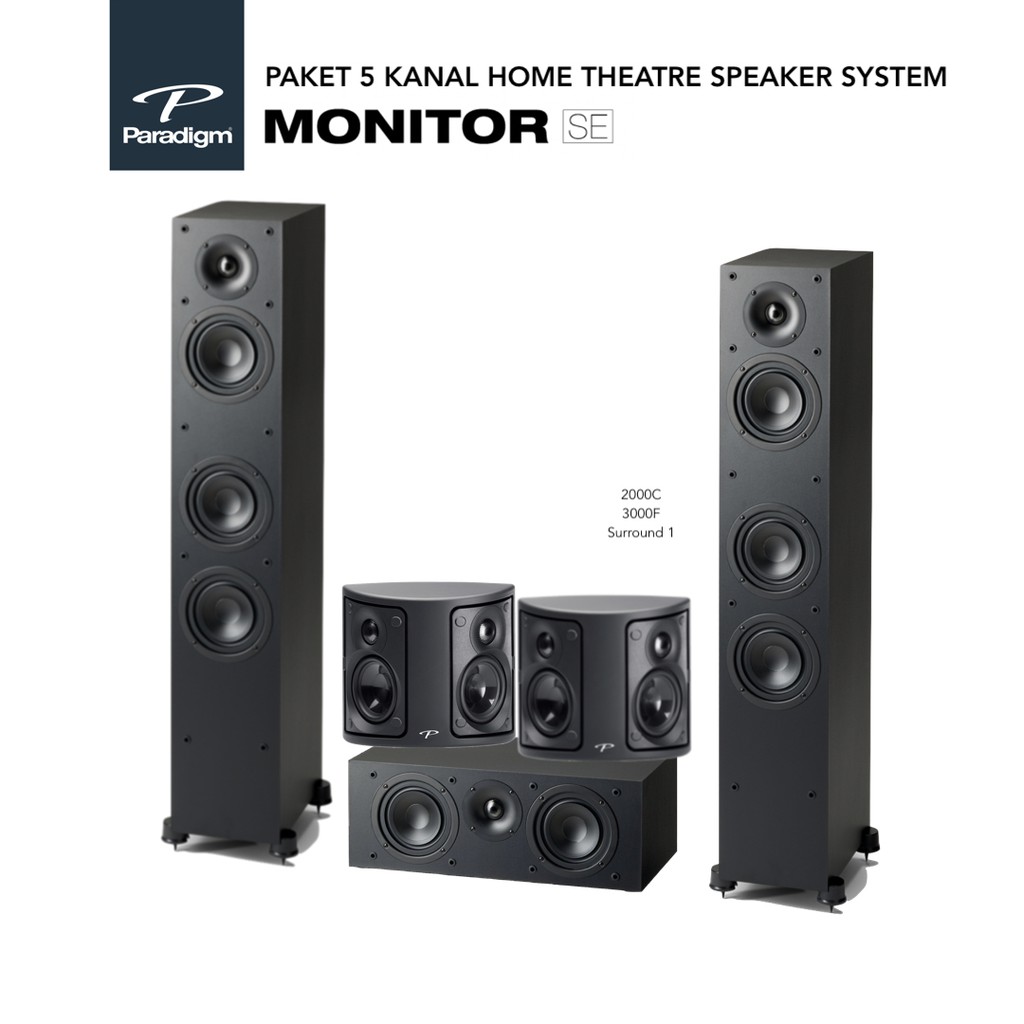 Paket home theatre 5 kanal speaker system Paradigm 3000F Surround1 Atom