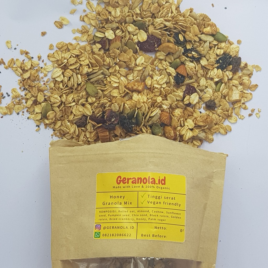 

GERANOLA.ID - Honey Granola / 200 gram, SEREAL DIET SARAPAN SEHAT, 100% HALAL