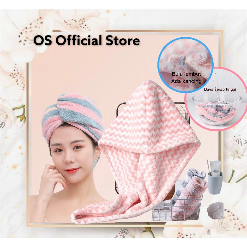 OS Handuk Keramas Kepala Cepat akering Bahan Microfiber/Handuk Turban /Magic towel/ Head Towel