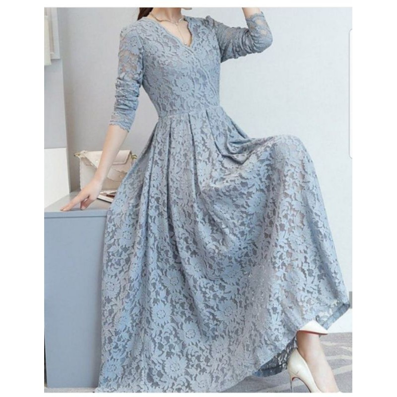 DRESS FASHION CASSIE, BRUKAT FURING, DRESS MAXY, 2 UKURAN
