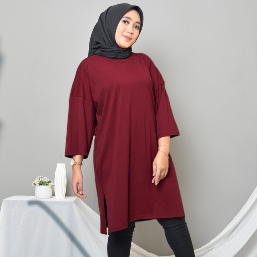 KAOS OVERSIZE BASIC POLOS ATASAN TUNIK JUMBO PAKAIAN WANITA OUTFIT HIJAB FRIENDLY