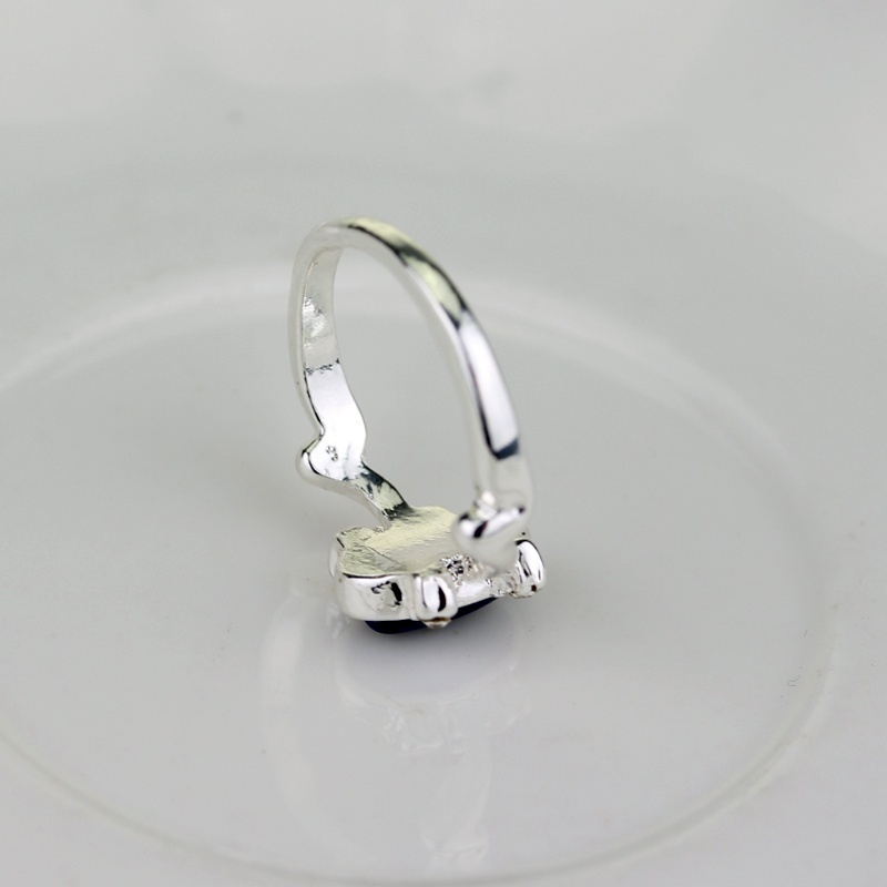 Cincin fashion wanita / aksesoris perhiasan batu permata hitam