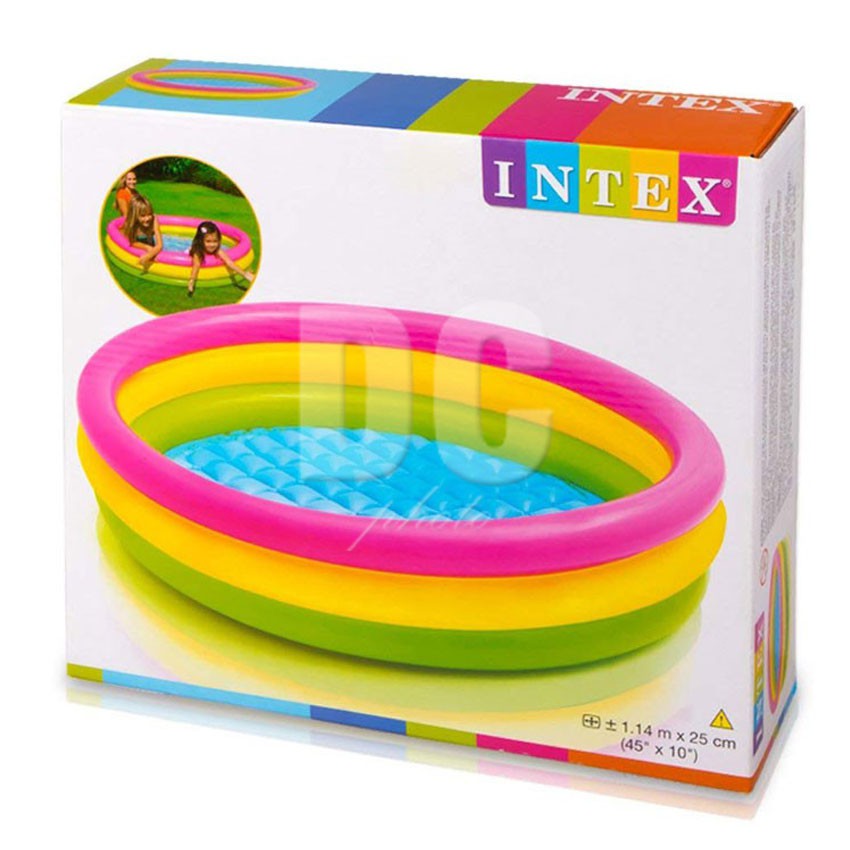 MALANG bs GOJEK Kolam Renang Anak INTEX 3 Ring Rainbow 57412 diameter 114 cm tinggi 25 cm