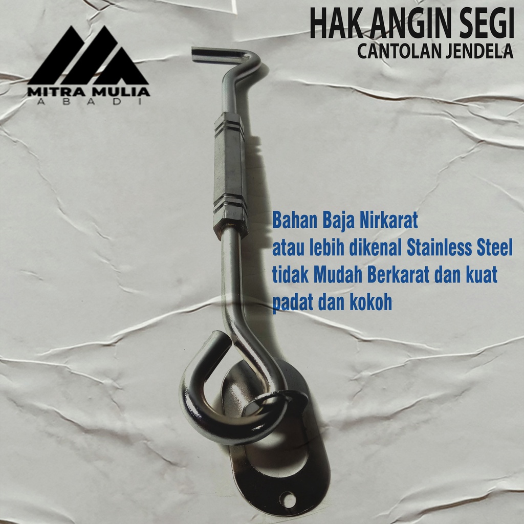 Hak Angin Silver Lamskar Stainless l Penahan Cantolan Pengait Jendela