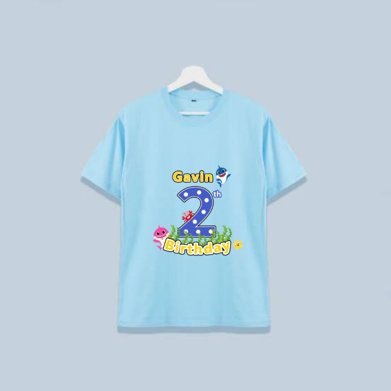 CUSTOM KAOS BABY SHARK KATUN 24S/CUSTOM ULANG TAHUN/KAOS BABY SHARK/KAOS FAMILY COUPLE