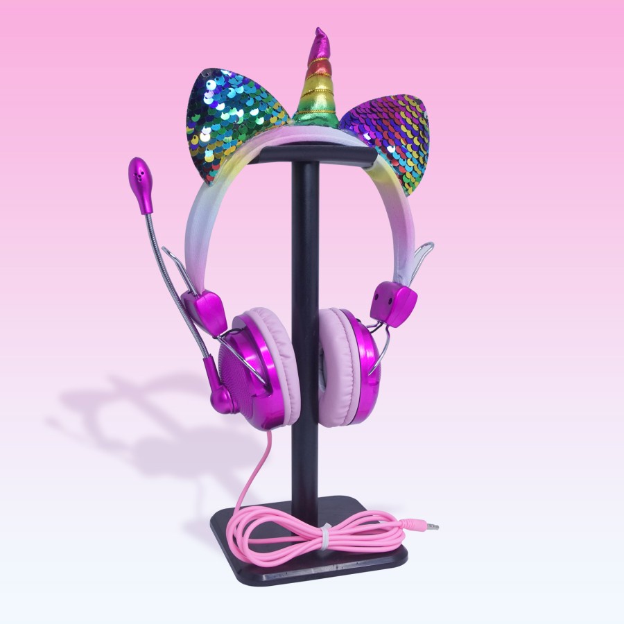 HGM-024 Headset Bando Cute Unicorn Rainbow Ada Mic Model Kabel Headphone Microphone Earphone Music