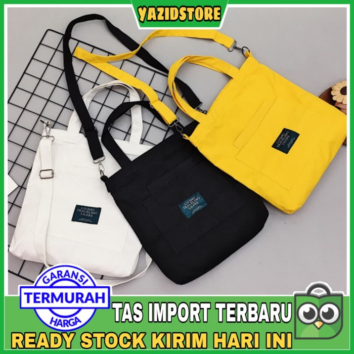 Terlaris #Y51 IMPORT Tote Bag Kanvas / Tas Selempang Kanvas / Sling bag Wanita