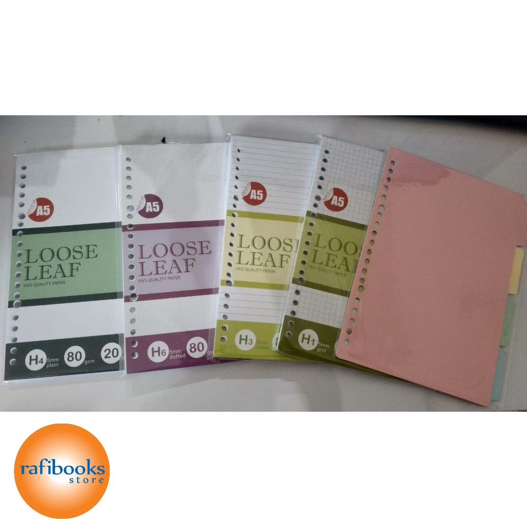 

[ rafibooks ] Paket Hemat Loose Leaf A5 HVS 80 Gsm - Isi Binder