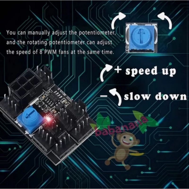 Pwm hub 8 channel 4/3 pin pwm splitter fan connector cabang kipas pc