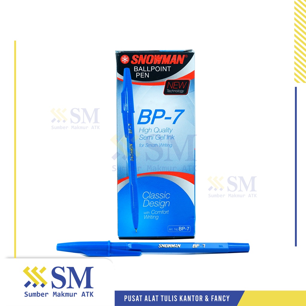 

(PAK) PULPEN / BALLPOINT SNOWMAN BP7 BIRU ISI 12 PCS