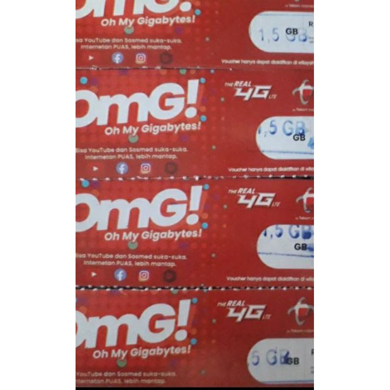 Voucer Telkomsel 1,5gb  3 hari