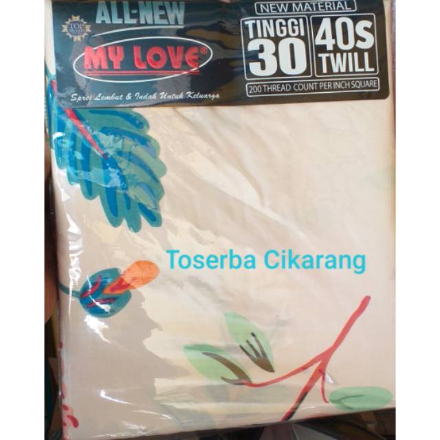Sprei my love warna ungu dan cream no.1 180x200 murah di toserba cikarang official