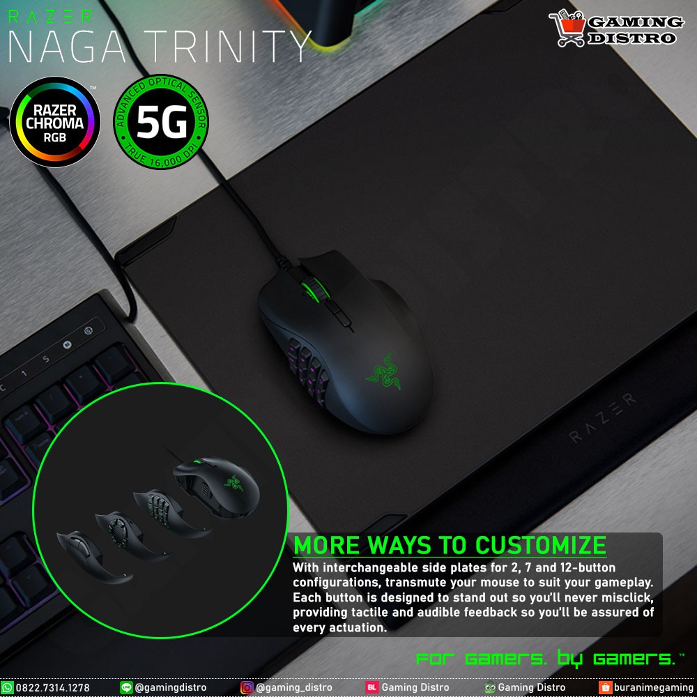 Razer Naga Pro Wireless - Mouse Gaming dengan Teknologi Razer HyperSpeed dan 19 Tombol Optimal