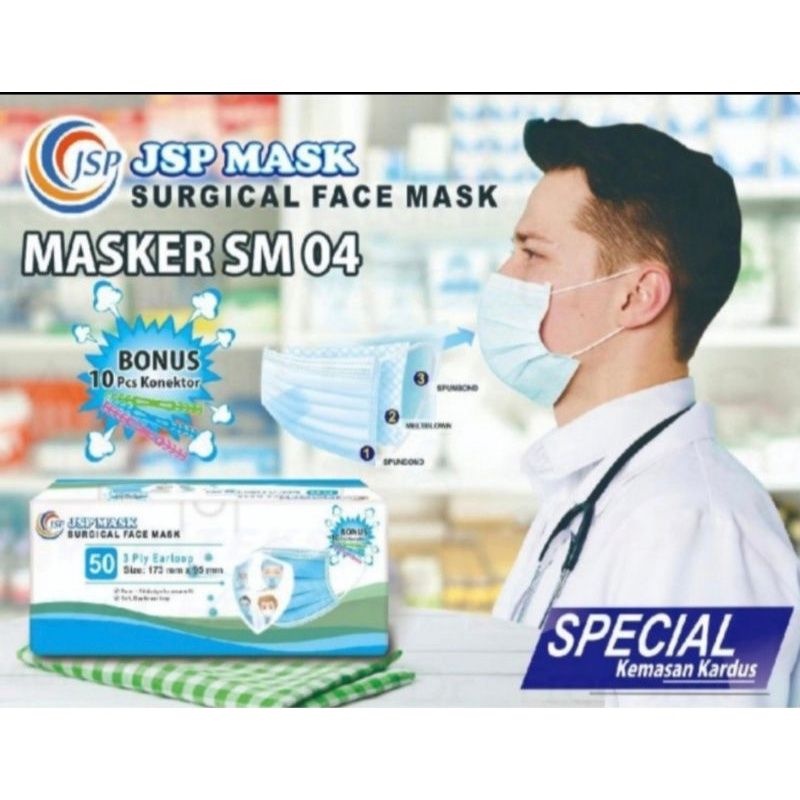 [KIDDLEPLACE] MASKER MEDIS 3PLY JSP ISI 50PCS - SURGICAL MASK JSP 3PLY