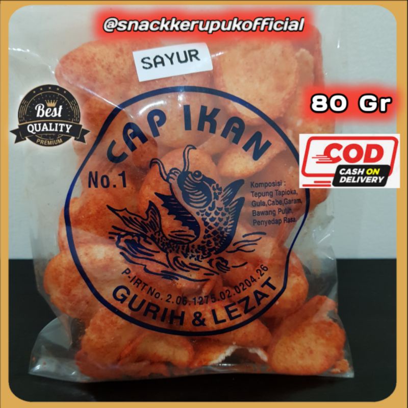 

snack Kerupuk Model Sayur Cap Ikan Keripik Pedas Balado 80 Gr