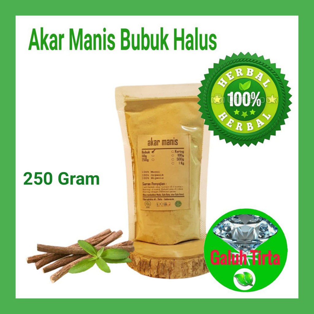 

250 Gram Akar Manis kayu legi bubuk murni asli original organik premium LICORICE GLYCYRRHIZA GLABRA